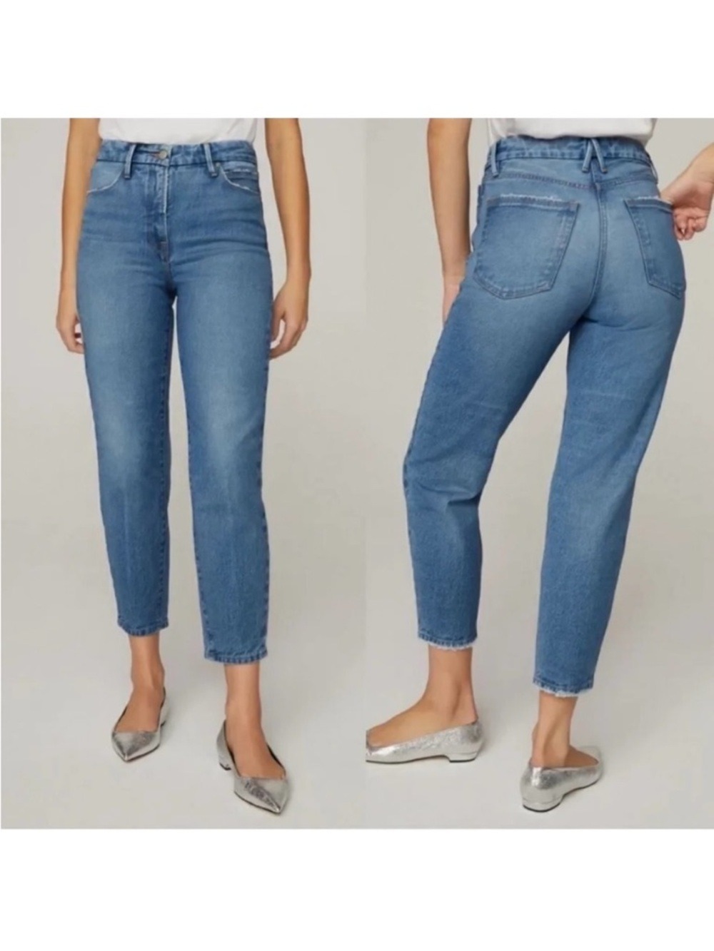Good American High Waisted Good Mom Jeans in Blue 586